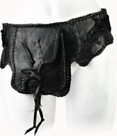 Doenya Heuptas 'Loran' (zwart) leer, koeienhuid, Ibiza stijl