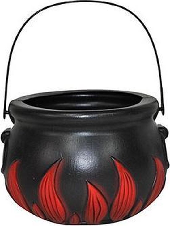Decoratie heksenketel/kookpot zwart - D18 cm - Halloween versiering/decoratie en verkleed accessoires