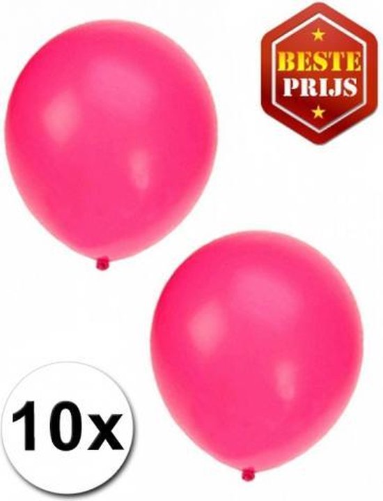 Neon roze ballonnen 10x stuks 27 cm - Feestartikelen/versieringen