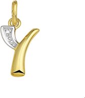 Huiscollectie Bedel Letter Y Diamant 0.005 Ct. Goud