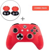Luxe Siliconen Beschermhoes met Grip + Thumb Grips voor Xbox One Controller - Softcover Hoes / Case / Skin - Rood