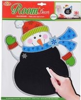 Kerst decoratie sneeuwpop krijtbord sticker 31 x 38 cm