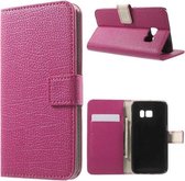 Grain lederlook wallet case hoesje Samsung Galaxy S7 roze