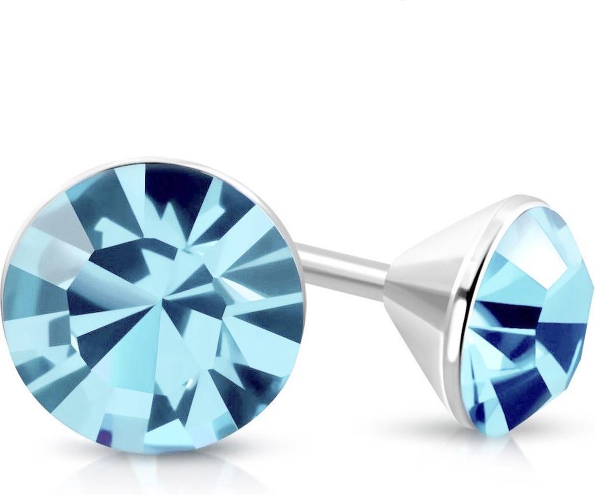 Amanto Oorbellen Bera Blue - 316L Staal - Swarovski - ∅4mm