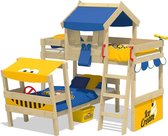 WICKEY Kinderbed, Stapelbed Wickey CrAzY Trunky met blauw/geel dekzeil, Houten bed 90 x 200 cm