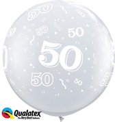 Megaballon Bedrukt Cijfer 50 Diamond Clear 95 cm (2 stuks)
