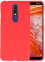 Bestcases Color Telefoonhoesje - Backcover Hoesje - Siliconen Case Back Cover voor Nokia 3.1 Plus - Rood