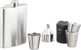 Luxe RVS Heupfles set incl. bekers - Drinkflacon - Platvink - Zakfles - Festivalbeker - 7-delig