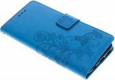 Klavertje Bloemen Booktype Samsung Galaxy S9 hoesje - Turquoise