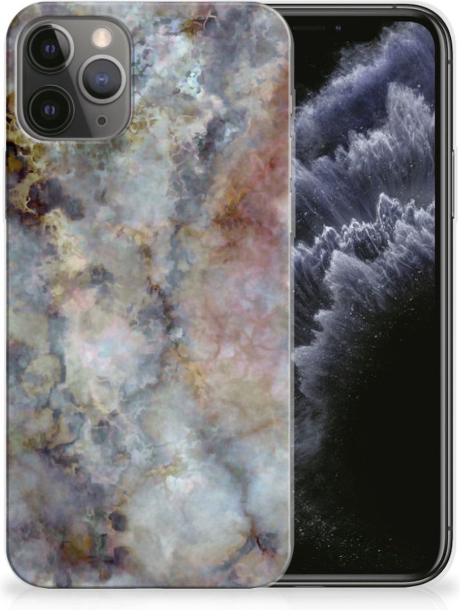 TPU Hoesje voor Apple iPhone 11 Pro TPU Siliconen Hoesje Marmer Grijs