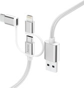 Hama 3in1-micro-USB-kabel Met Adapter Naar USB-Type-C En Lightning 0,2m Wit