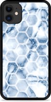 iPhone 11 Hardcase hoesje Blue Marble Hexagon - Designed by Cazy