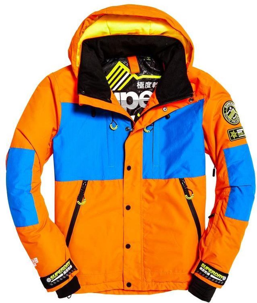 Superdry SD Mountain heren ski jas XL Volcanic Orange/Acid Cobalt | bol.com