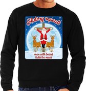 Foute Kersttrui / sweater - History repeats man with beard talks too much  - zwart voor heren - kerstkleding / kerst outfit XL (54)