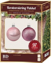 Kerstballen set 97-delig voor 150 cm boom - Lichtroze tinten Kerstboomversiering