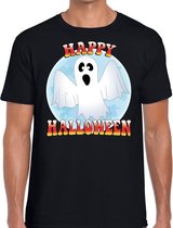 Halloween Happy Halloween spook verkleed t-shirt zwart voor heren - horror spook shirt / kleding / kostuum S