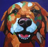 Schilderij hond modern 80 x 80 Artello - handgeschilderd schilderij met signatuur - schilderijen woonkamer - wanddecoratie - 700+ collectie Artello schilderijenkunst