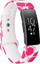 SmartphoneClip® Sport Bandje White Pink Flowers Small - geschikt voor Fitbit Inspire (HR, 2)