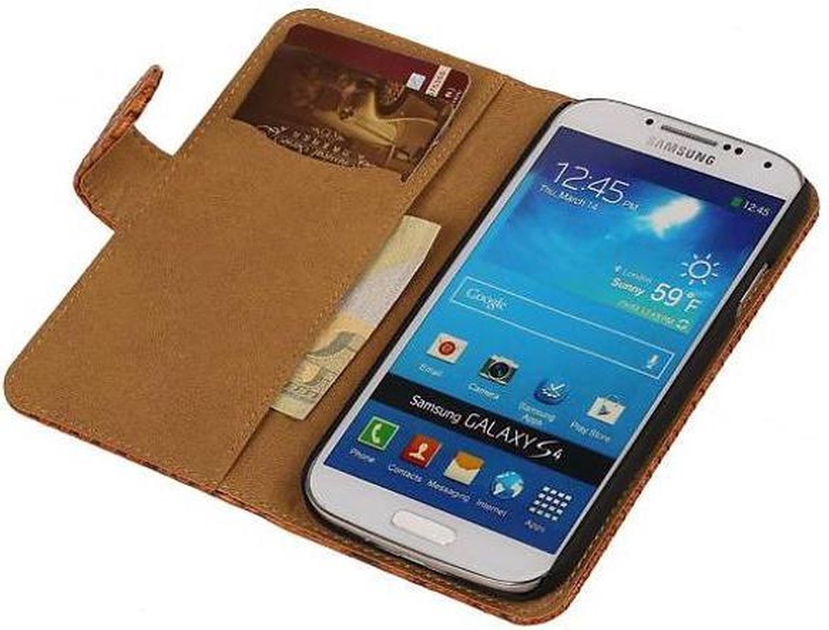 Snake Bookstyle Wallet Case Hoesje - Geschikt voor Samsung Galaxy S4 mini i9190 Bruin