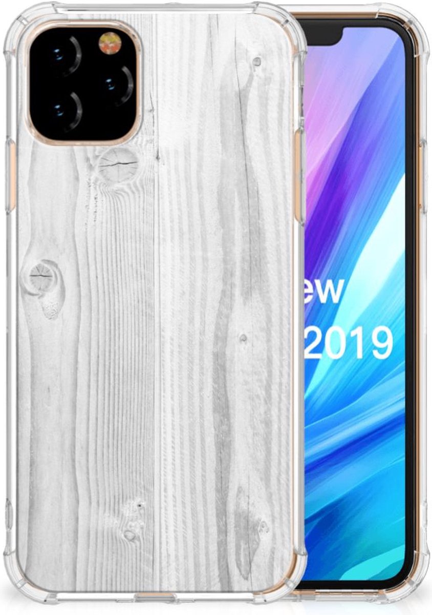 Back Cover voor Apple iPhone 11 Pro Stevig Telefoonhoesje White Wood
