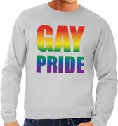Gay pride regenboog sweater grijs - homo sweater voor heren - gay pride S