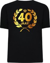 Funny zwart shirt. Gouden Krans T-Shirt - 40 jaar - Maat S
