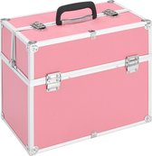 Make-up koffer (Incl 3 Nep wimpers) 37x24x35cm aluminium Roze - Visagie koffer - Cosmetica koffer - Beauty case - Nagelstyliste koffer - make up case
