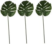 3x Groene Monstera/gatenplant kunsttak kunstplant  70 cm - Kunstplanten/kunsttakken - Kunstbloemen boeketten