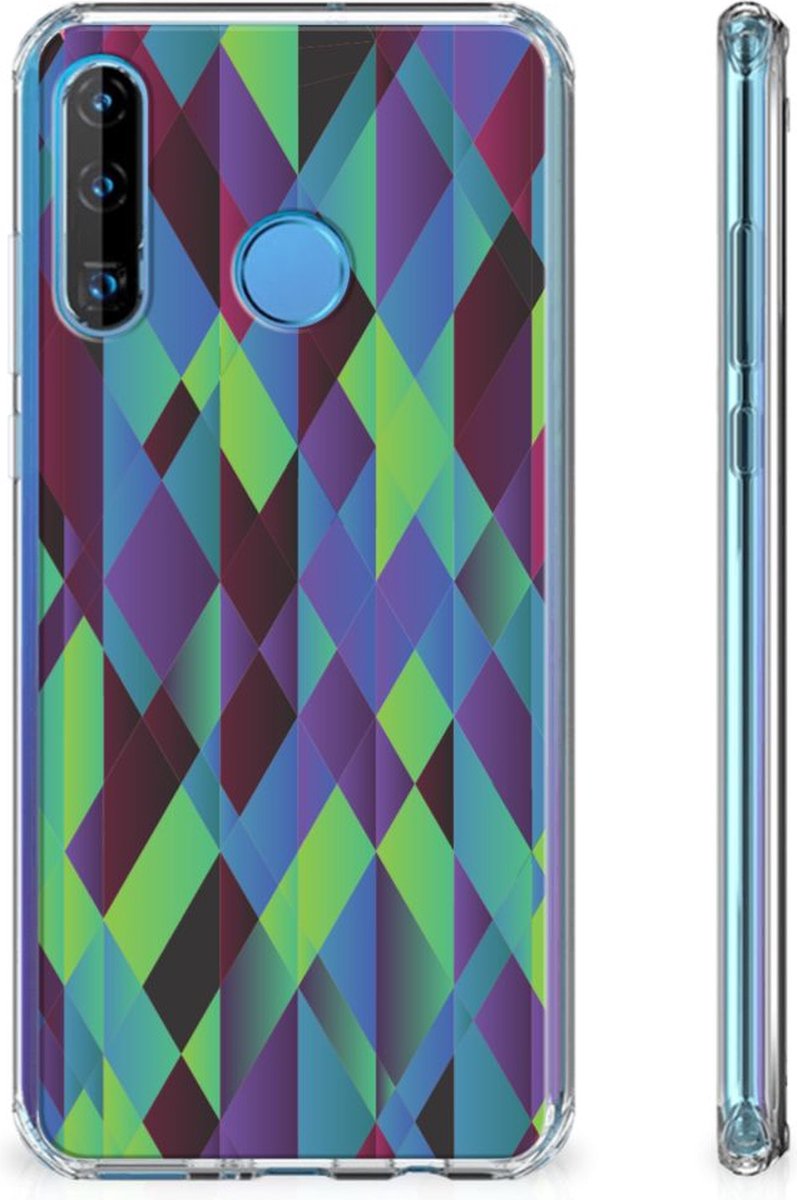Huawei P30 Lite Shockproof Case Abstract Green Blue