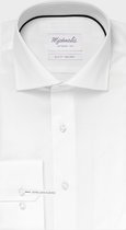 Michaelis Uni wit fine twill overhemd (Extra lange mouwen)-boordmaat: 45/7 Pasvorm:Getailleerd Michaelis Overhemden