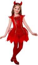 WIDMANN - Rode duivel jurk met haarband voor meisjes - 116 (4-5 jaar)