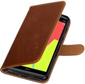 Zakelijke Book Case Telefoonhoesje Geschikt voor de LG V20 - Portemonnee Hoesje - Pasjeshouder Wallet Case - Bruin