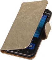 Samsung Galaxy J2 - Goud Lace Booktype Wallet Hoesje