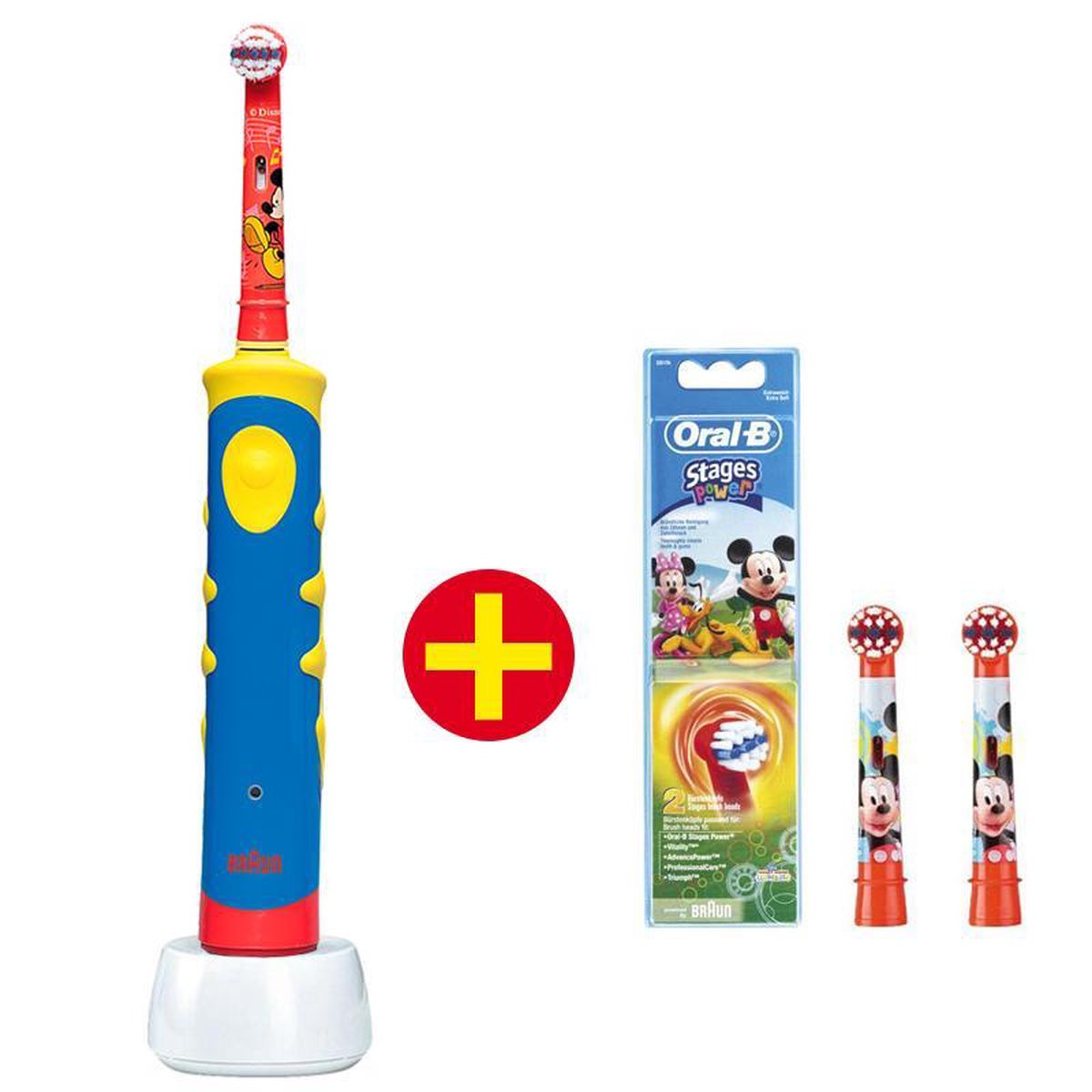 Oral-B Mickey Mouse - Elektrische tandenborstel - 2 Extra Opzetborstels -  Blauw, rood,... | bol