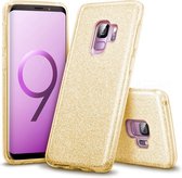 HB Hoesje Geschikt voor Samsung Galaxy S9 - Glitter Back Cover - Goud