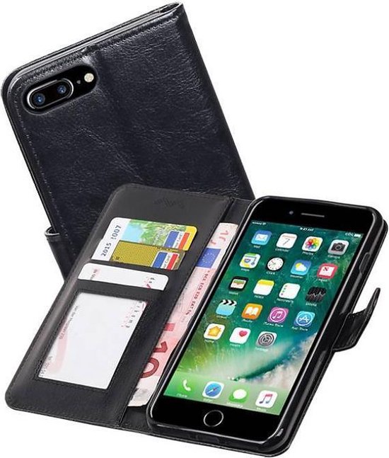 Apple iPhone 7 Plus / 8 Plus Portemonnee Hoesje Booktype Wallet Case Zwart