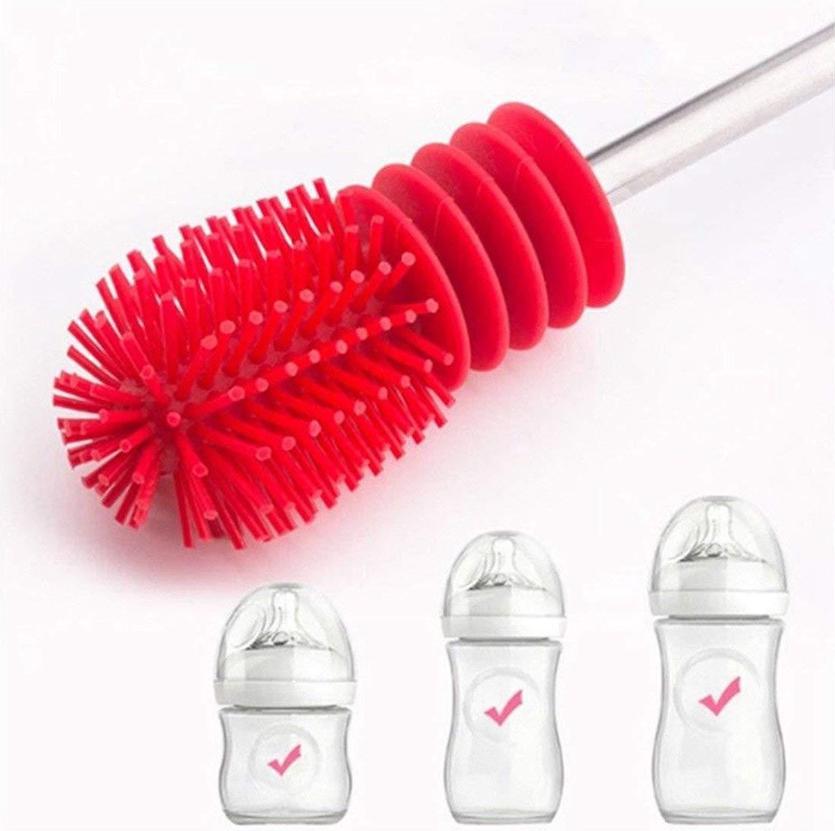 Brosse de nettoyage portative de brosse de biberon de silicone doux pour des outils de nettoyage de ménage de bébé Brosse de nettoyage portative de brosse de biberon de silicone doux pour des outils de nettoyage de ménage de bébé