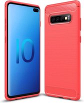 Armor Brushed TPU Back Cover - Samsung Galaxy S10 Plus Hoesje - Rood