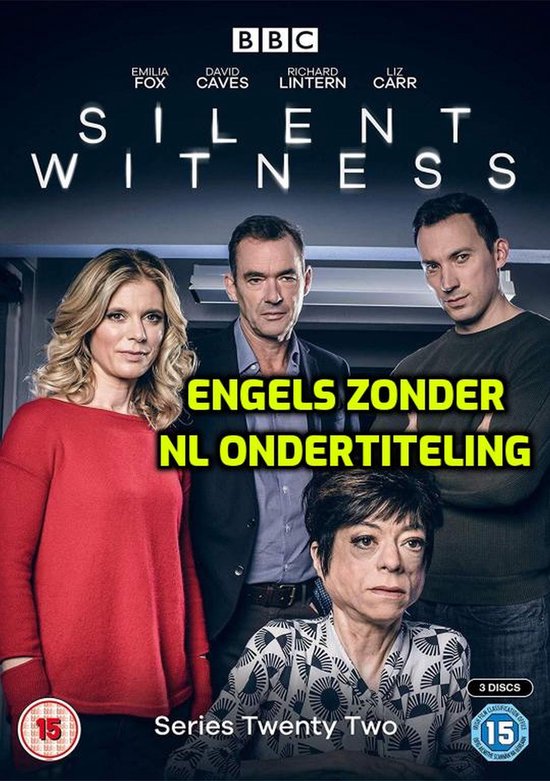 DVD-hoes voor Silent Witness Seizoen 22. Vier hoofdrolspelers worden getoond. Emilia Fox draagt een rode trui.