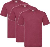 3 Pack Vintage Heather Red Shirts Fruit of the Loom Ronde Hals Maat XXXL (3XL) Valueweight