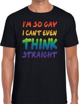 I am so gay i can't even think straight - gaypride t-shirt zwart met regenboog tekst voor heren - Gay pride XXL