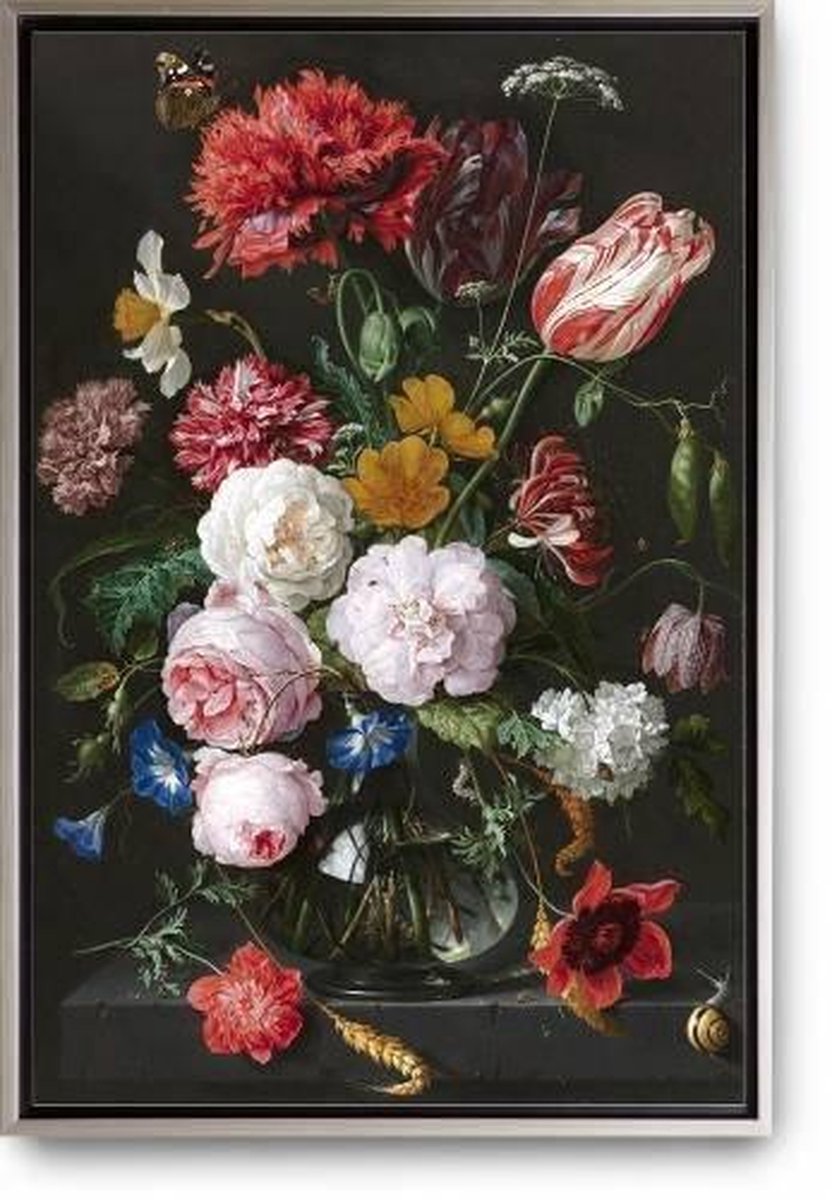 Schilderij Bloemen in Vaas - Rijksmuseum - Canvas - groot - 100x150 |