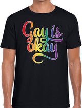 Gay is okay gay pride shirt zwart heren M