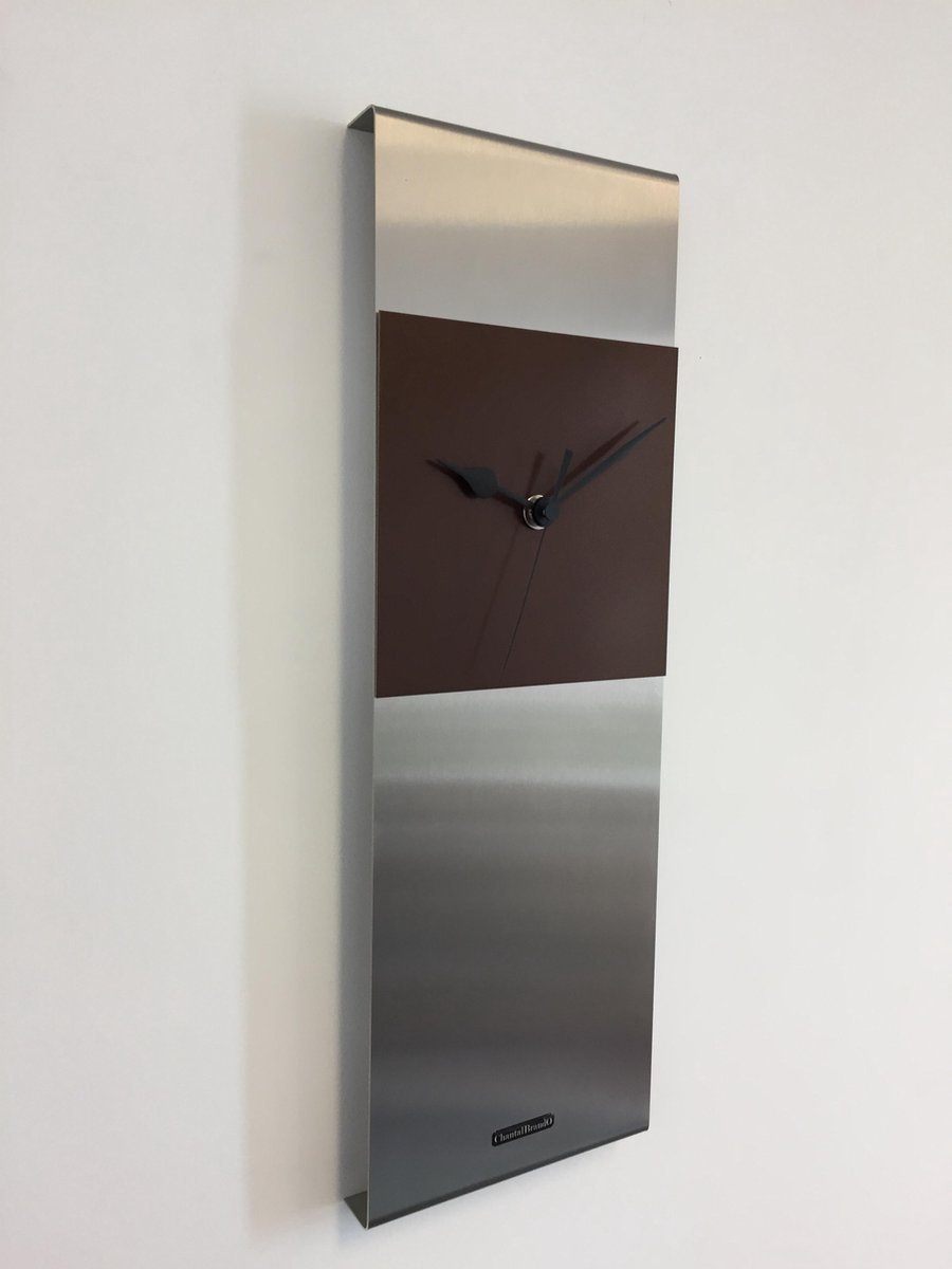 Wandklok Cassiopee Brown Square Black Hands DUTCH DESIGN