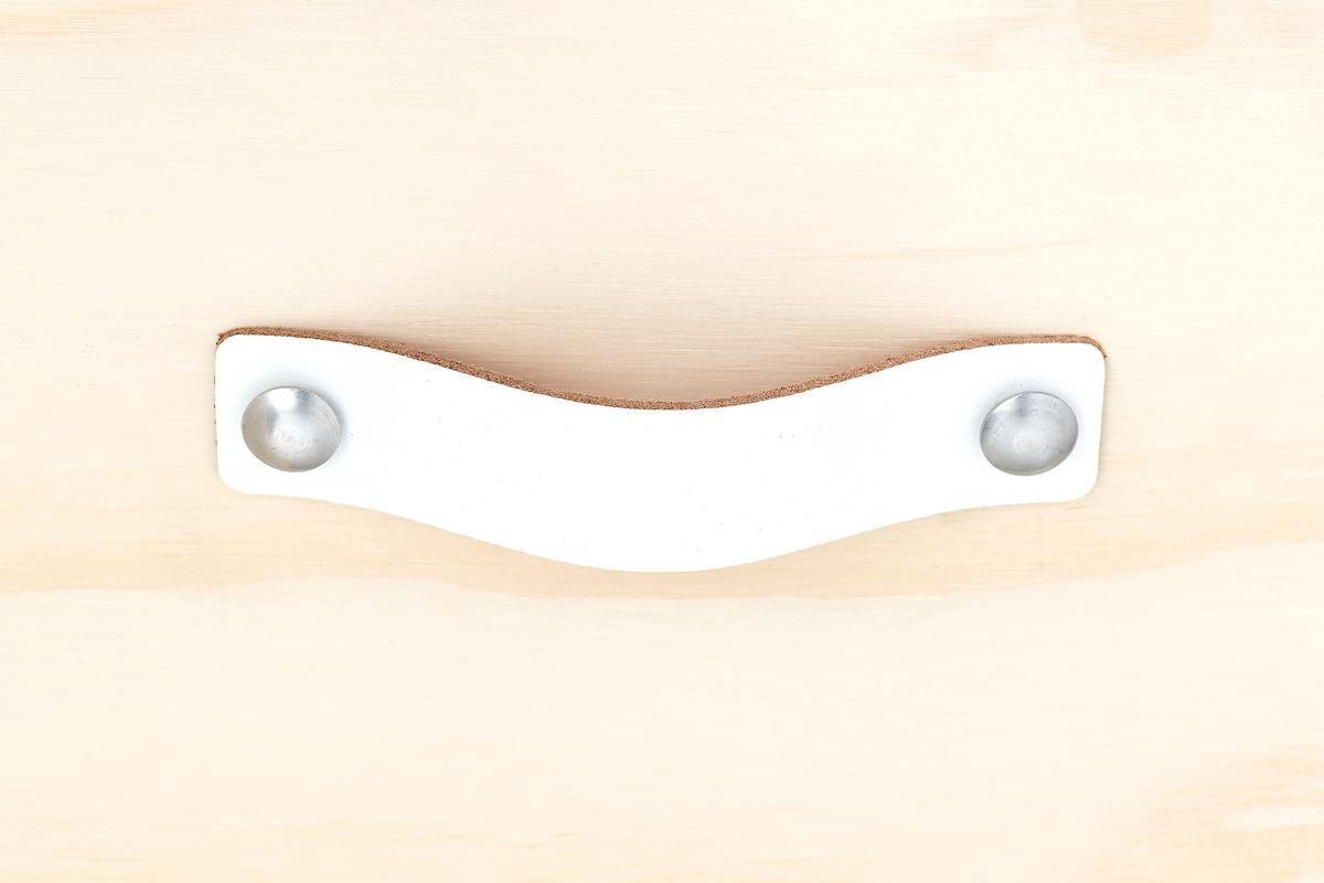 Leren handgreep Wit L 15 x 3 cm SET van 6 STUKS
