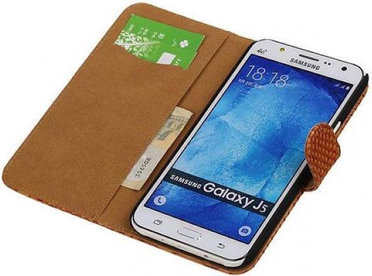 Slang Bookstyle Hoes - Geschikt voor Samsung Galaxy J5 Bruin