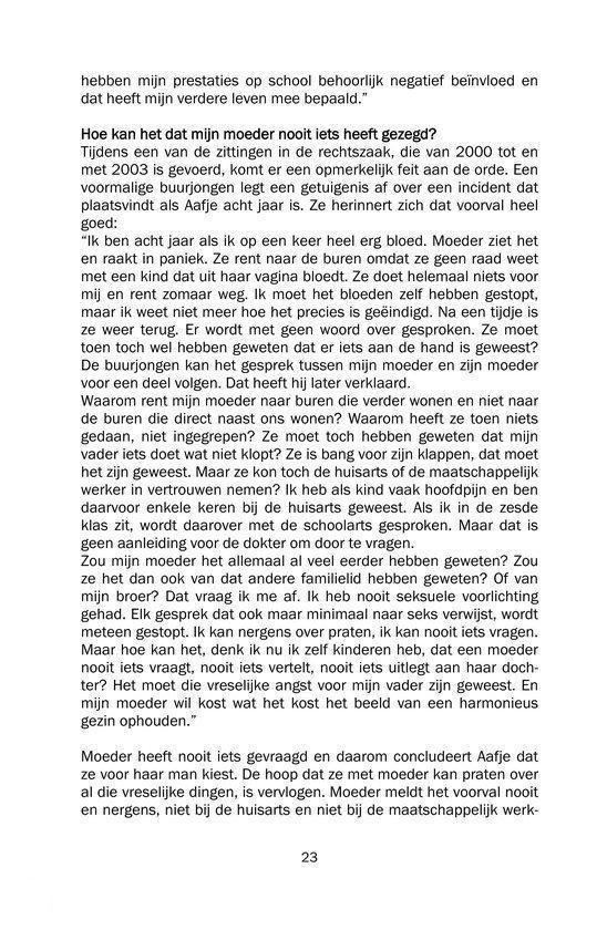 Tekst over Aafje's moeder en haar relatie met haar vader.