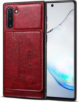 Samsung Galaxy Note 10 hoesje - Lederen gelcase met standaard en vakje voor pasje - rood - GSM Hoesje - Telefoonhoesje Geschikt Voor Samsung Galaxy Note 10