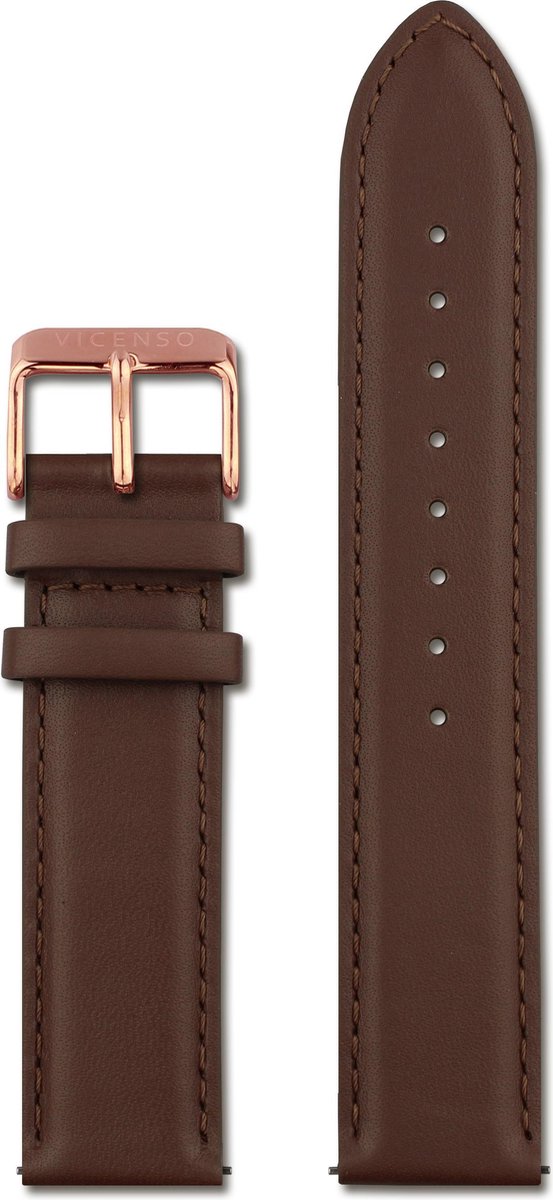 VICENSO LEATHER STRAP VIS001 BROWN-ROSE GOLD 20 MM