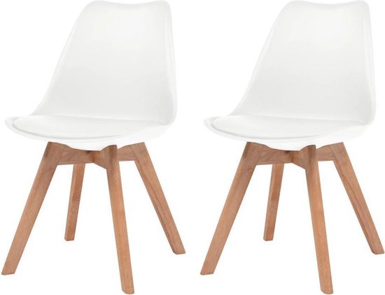 Eetkamerstoelen eetkamerstoel eettafelstoel stoel kunstleer massief hout wit set 2 met... |